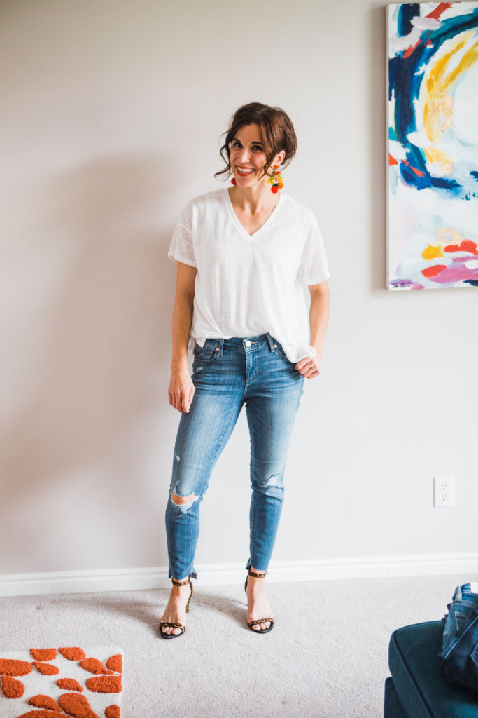 modern jeans and top