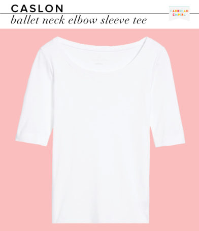 Caslon Ballet Neck Elbow Sleeve White Tee